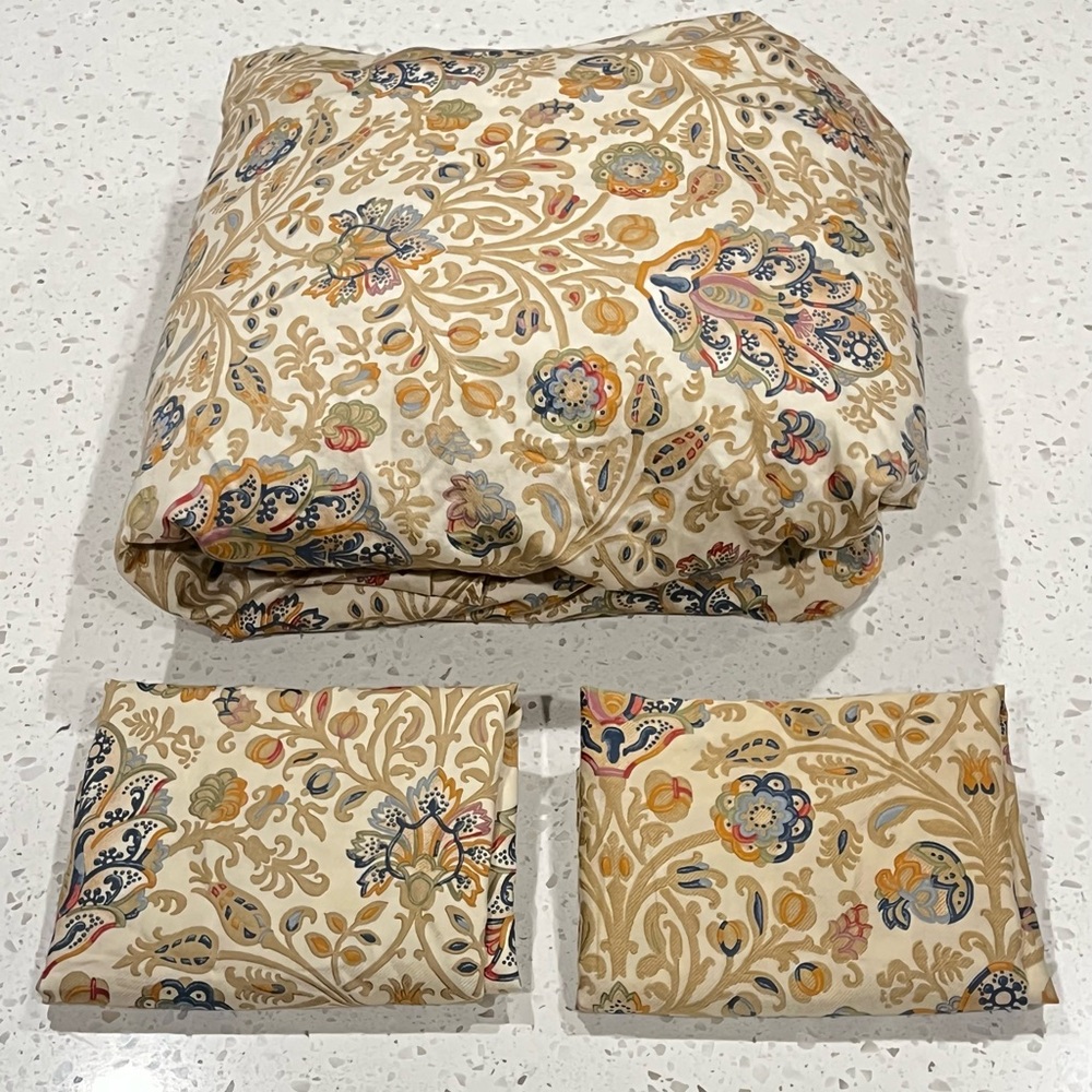 Ralph Lauren King Duvet Cover Marrakesh Rug Collection Paisley Boho Cotton EUC